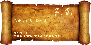 Pakan Vitold névjegykártya